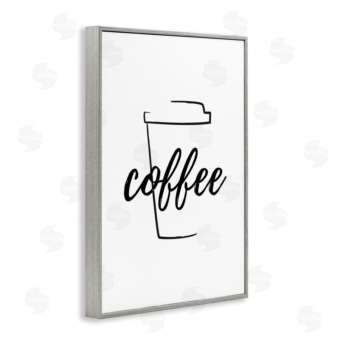 Minimal Coffee Cup Grey Frame Print Wall Art, Home Decor by Martina Pavlova