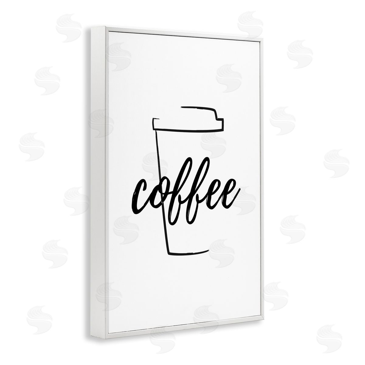 Minimal Coffee Cup White Frame Print Wall Art, Home Decor by Martina Pavlova