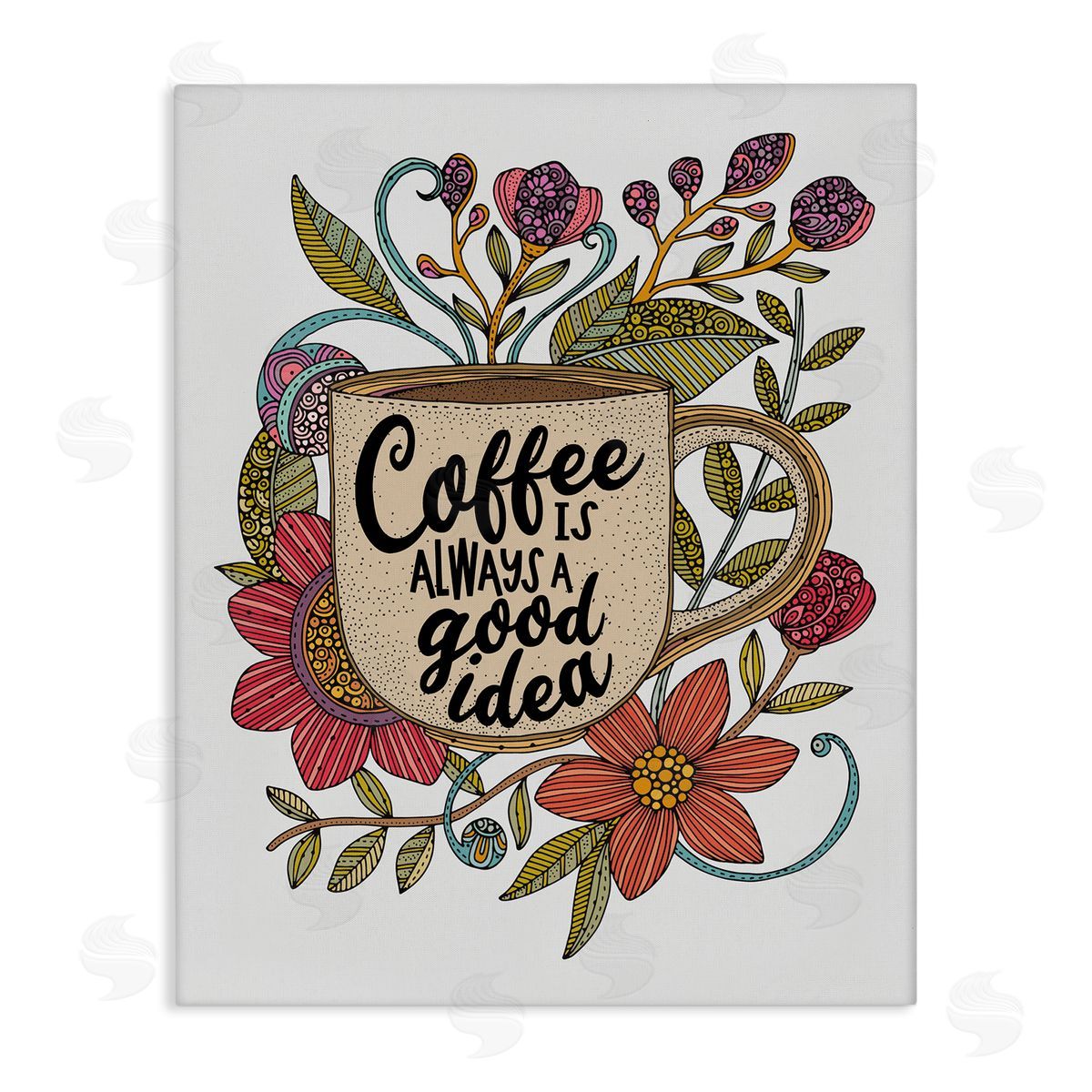 Floral Coffee Good Idea Canvas Wall Art, Home Decor by Valentina Harper