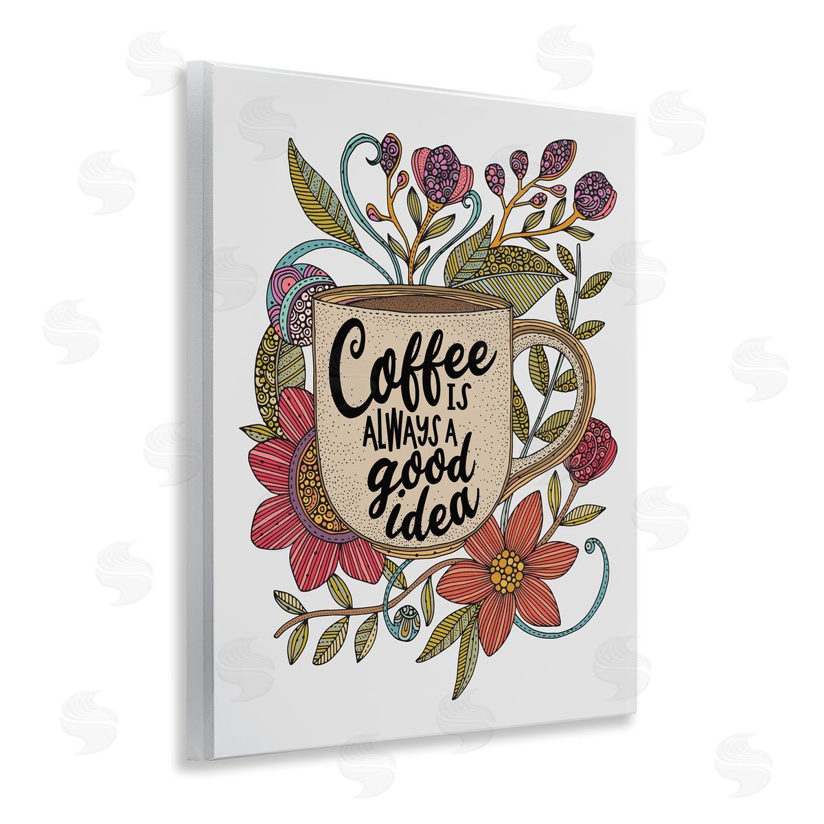 Floral Coffee Good Idea Wood Plaque Wall Art, Home Decor by Valentina Harper