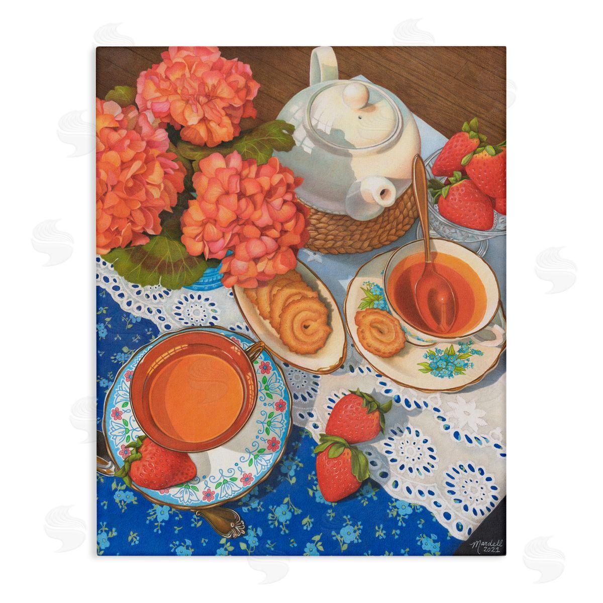 Country Tea Time Canvas Wall Art, Home Decor by Mardell Schuster