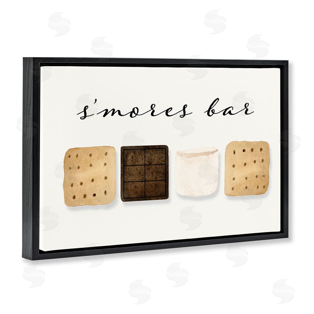S'mores Bar Ingredients Black Floating Frame Canvas Wall Art, Home Decor by Corrine Rose Design