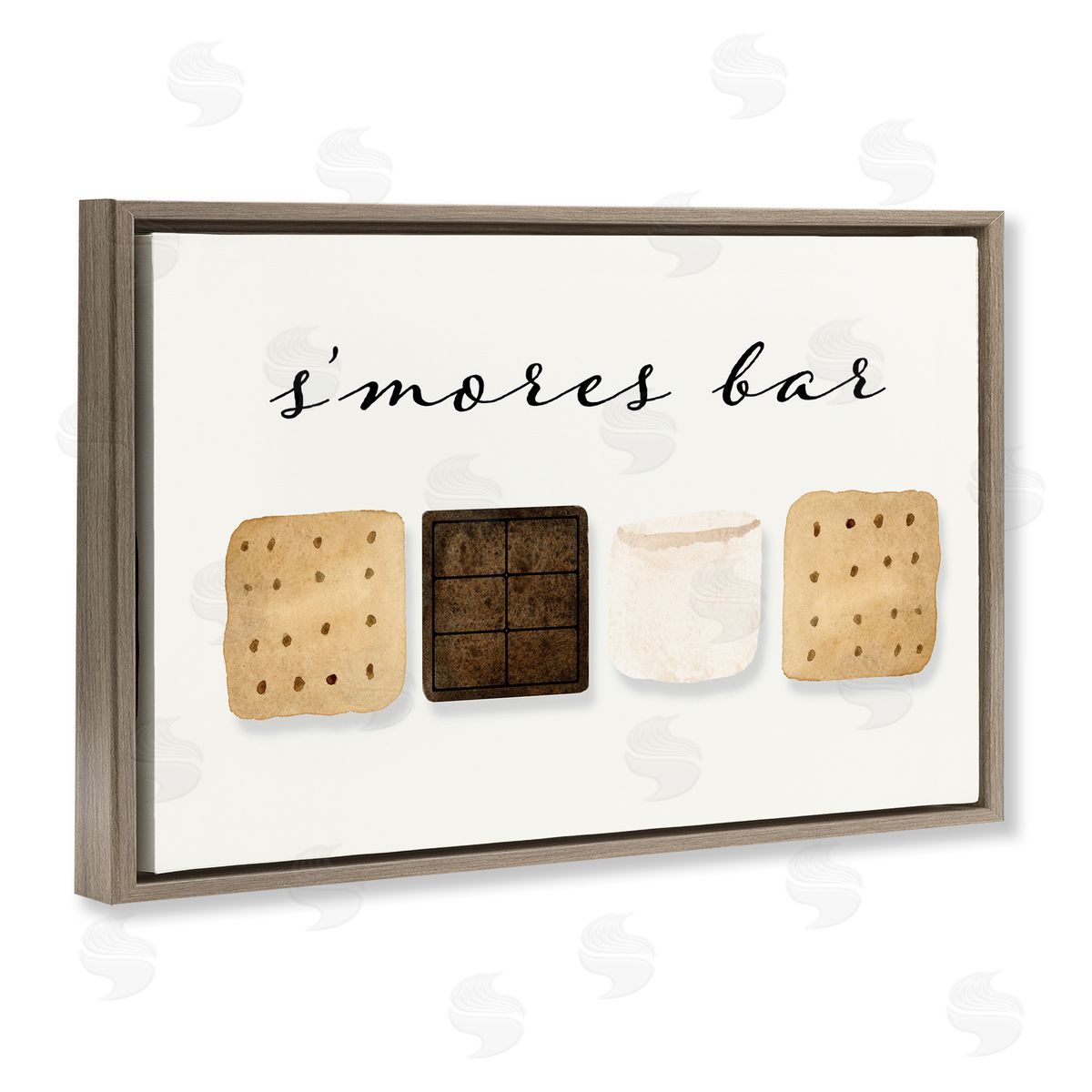 S'mores Bar Ingredients Brown Floating Frame Canvas Wall Art, Home Decor by Corrine Rose Design