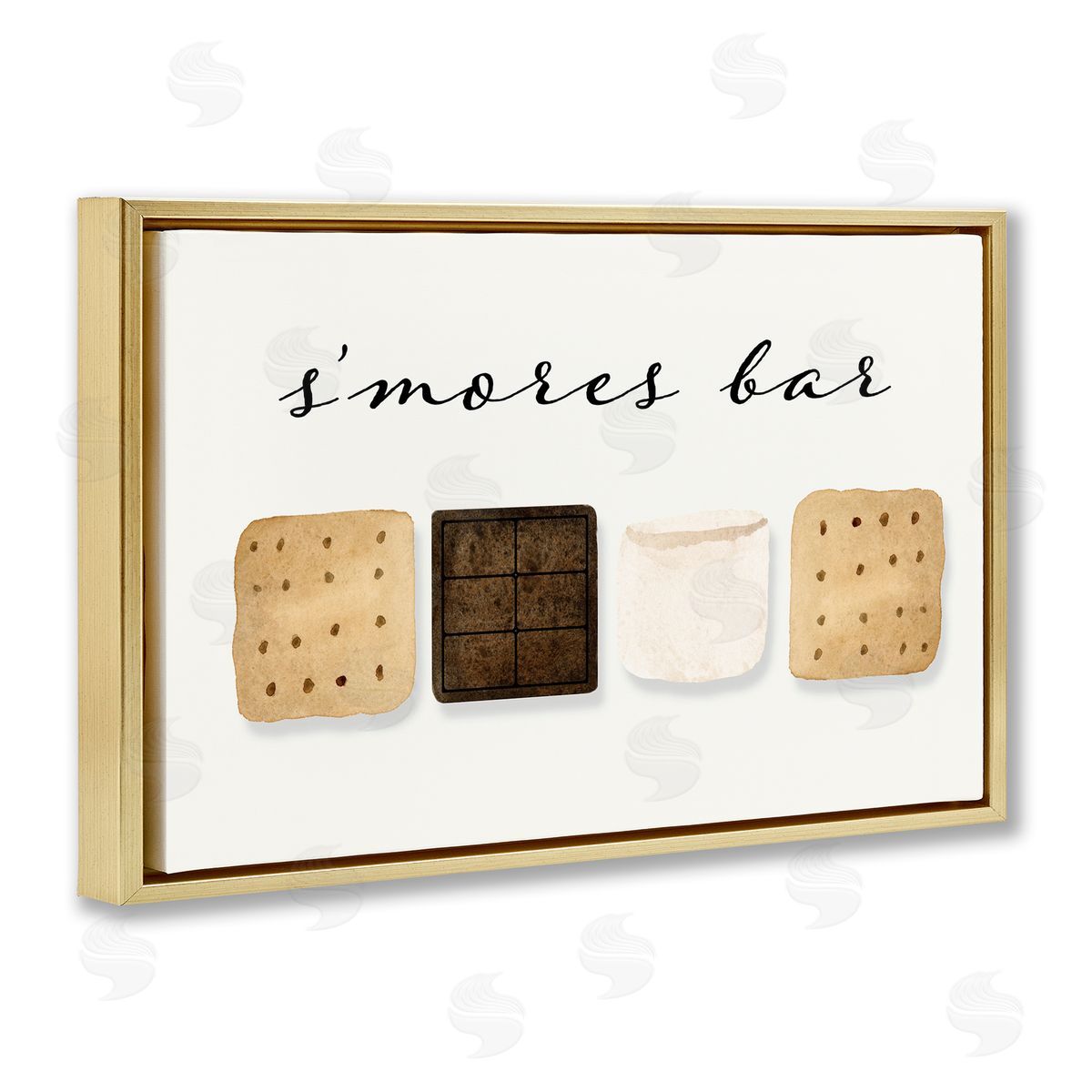 S'mores Bar Ingredients Gold Floating Frame Canvas Wall Art, Home Decor by Corrine Rose Design