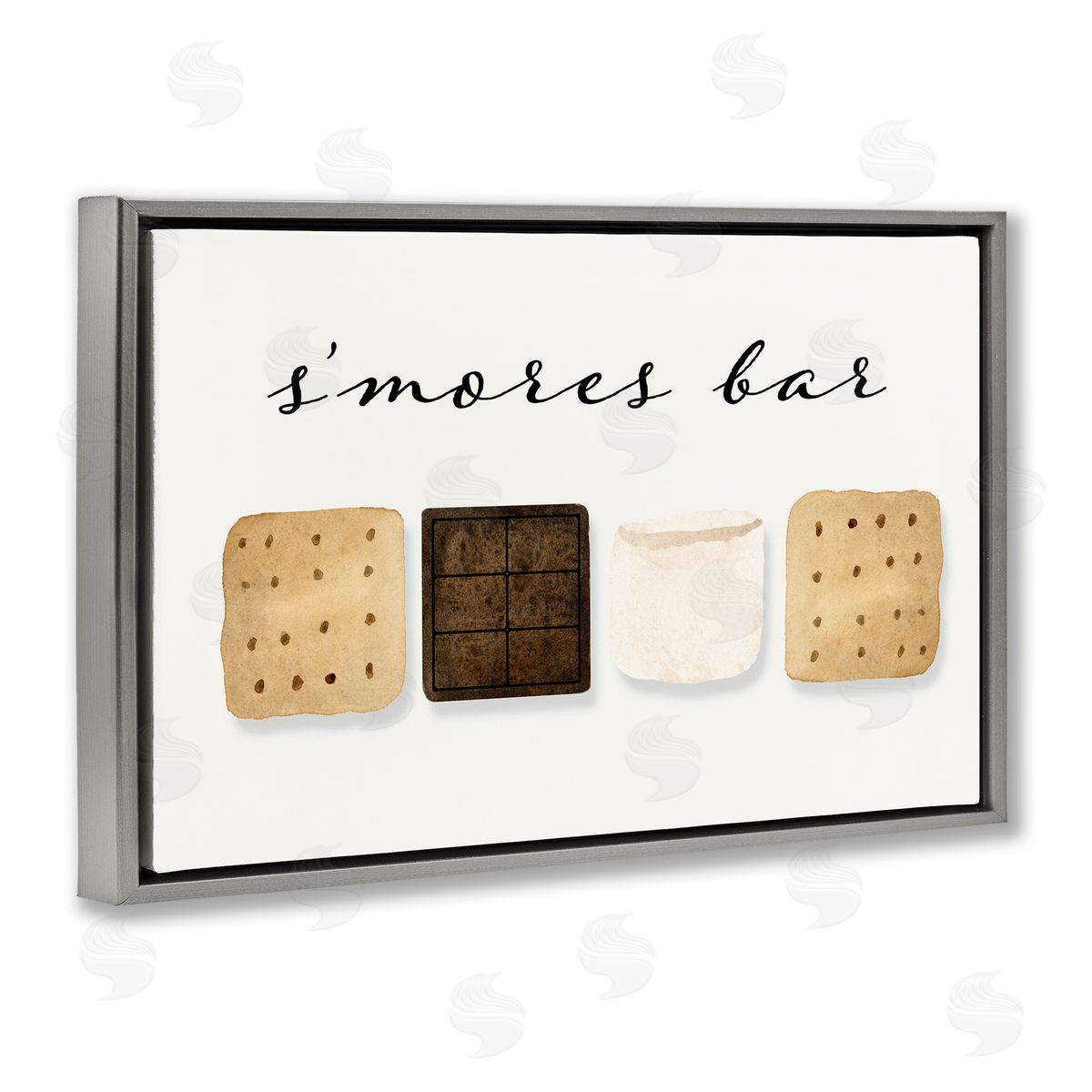S'mores Bar Ingredients Grey Floating Frame Canvas Wall Art, Home Decor by Corrine Rose Design