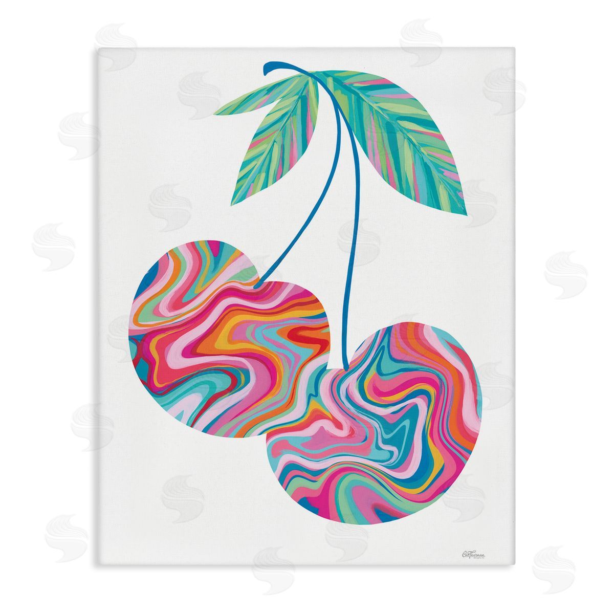 Groovy Waves Cherries Canvas Wall Art, Home Decor by Cat Thurman Designs