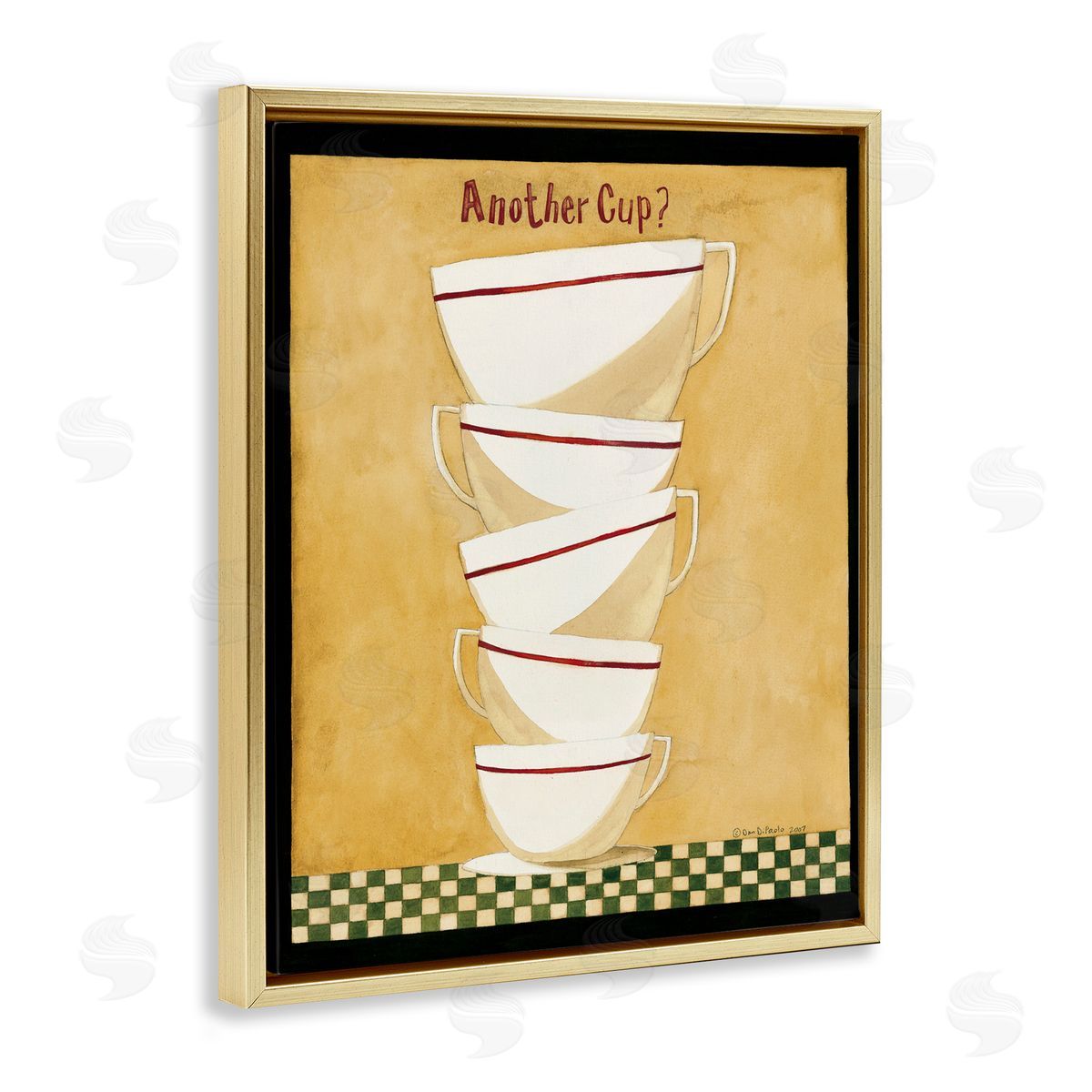 Stacked Mug Collection Gold Floating Frame Canvas Wall Art, Home Decor by Dan DiPaolo