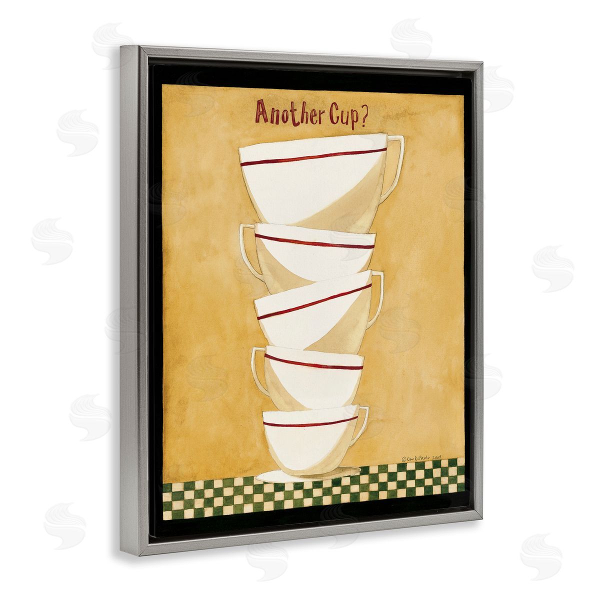 Stacked Mug Collection Grey Floating Frame Canvas Wall Art, Home Decor by Dan DiPaolo