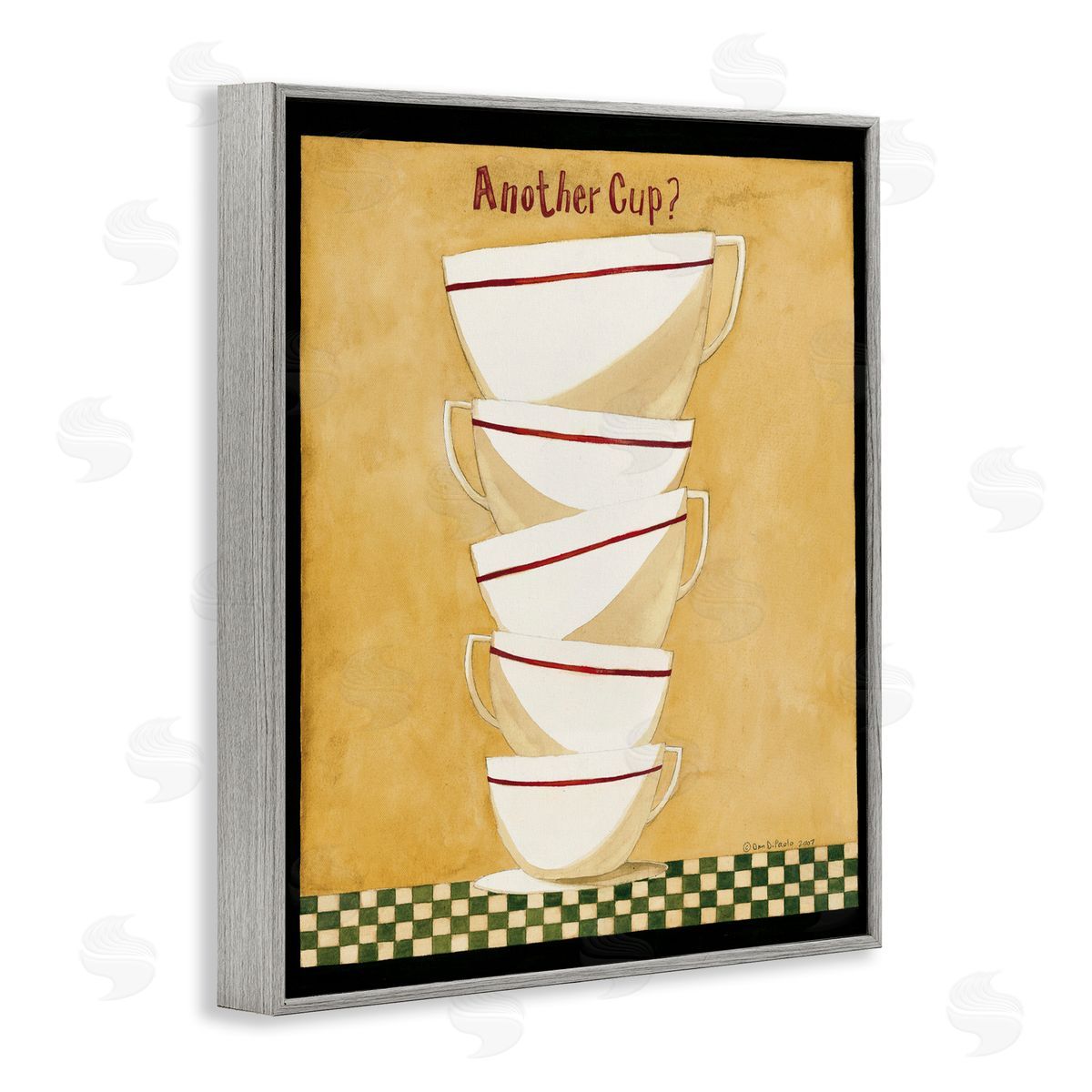 Stacked Mug Collection Grey Frame Print Wall Art, Home Decor by Dan DiPaolo