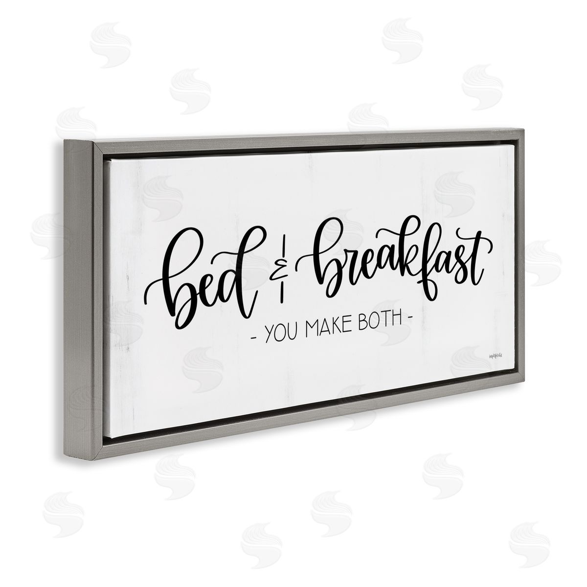 Bed and Breakfast Make Both Grey Floating Frame Canvas Wall Art, Home Decor by Imperfect Dust