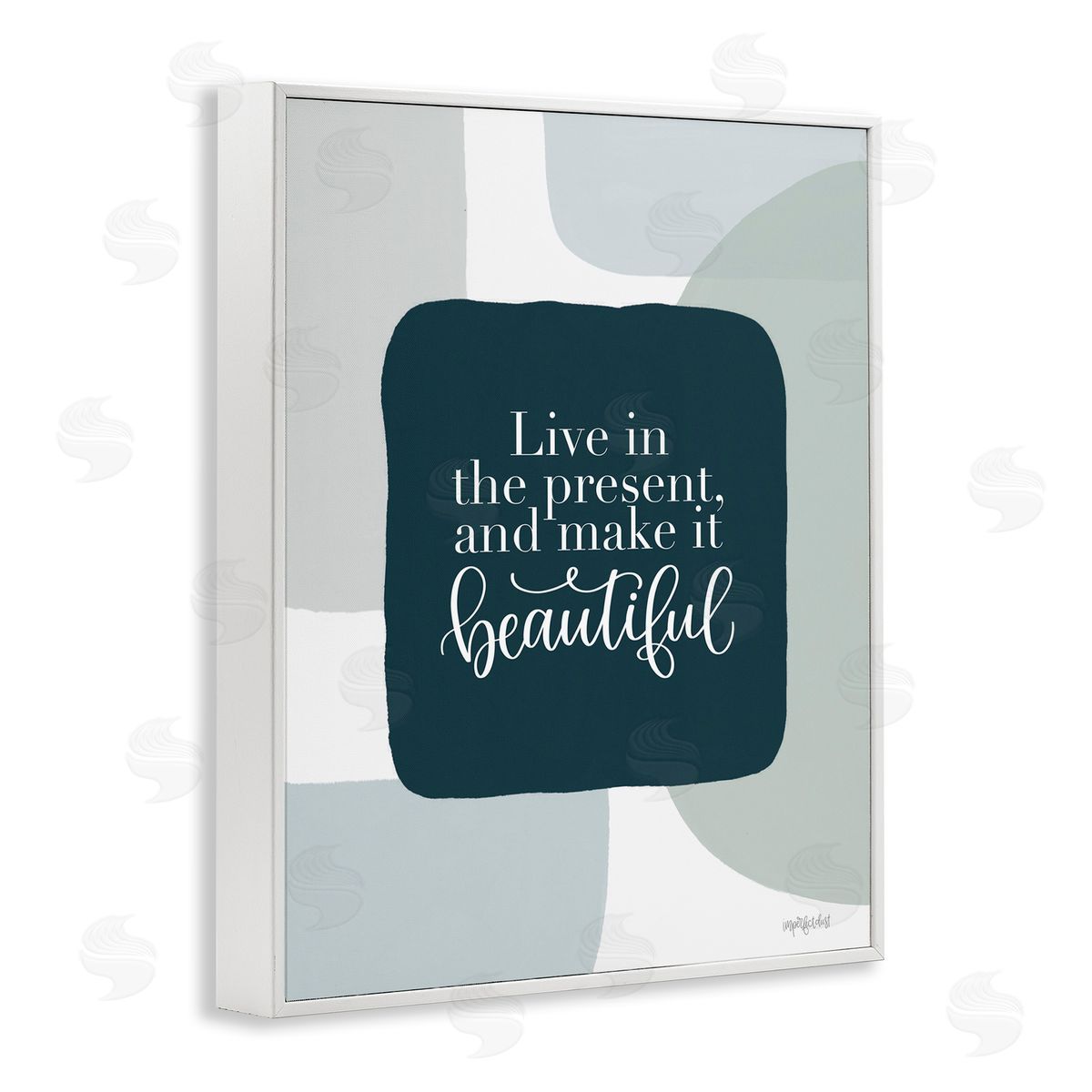 Live In The Present White Frame Print Wall Art, Home Decor by Imperfect Dust