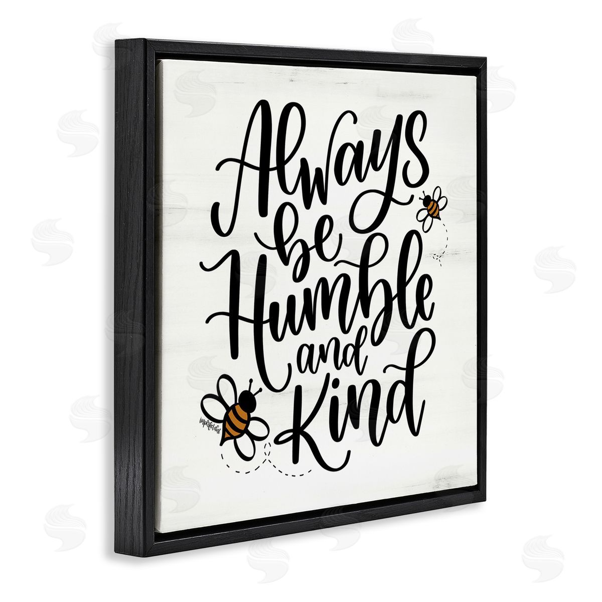 Imperfect Dust Inspiring Humble & Kind Black Floating Frame Canvas Wall Art Print