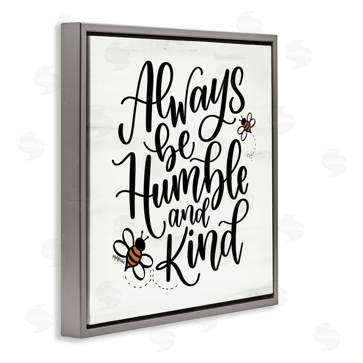 Imperfect Dust Inspiring Humble & Kind Gray Floating Frame Canvas Wall Art Print