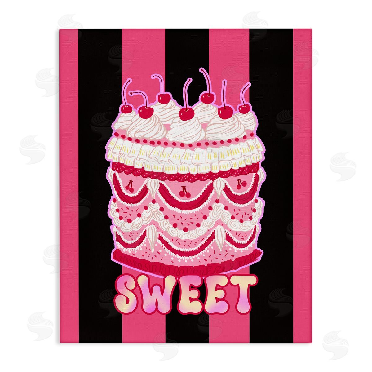 Sweet Cake with Stripes Canvas Wall Art, Home Decor by Ziwei Li