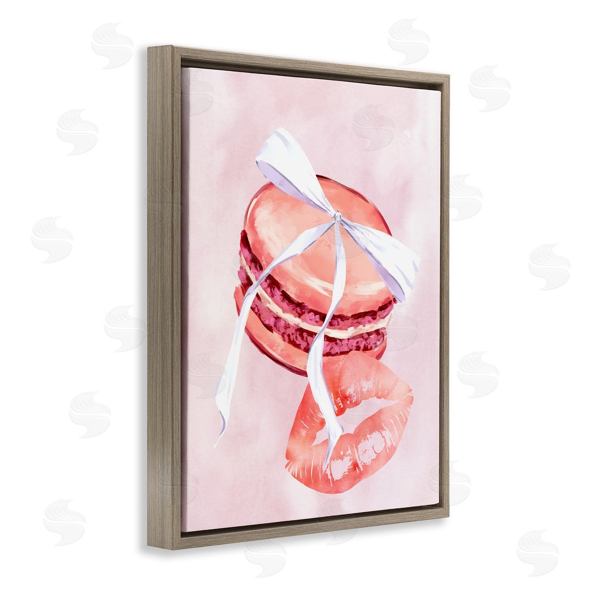 Glam Macaron Dessert Brown Floating Frame Canvas Wall Art, Home Decor by Ziwei Li