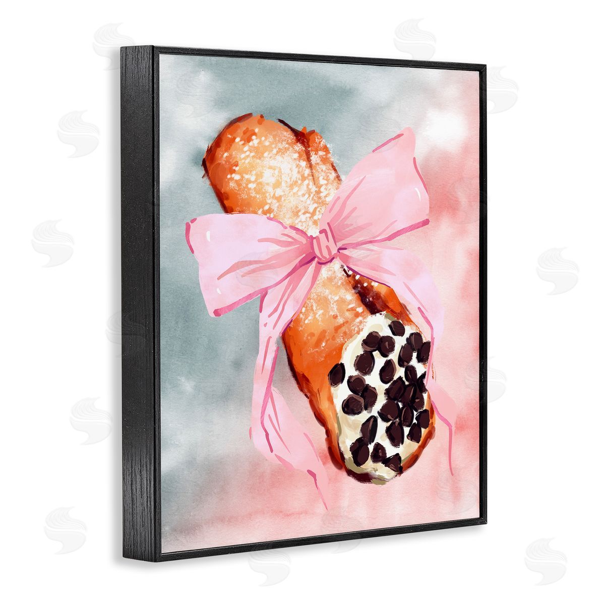 Glam Cannoli Pastry Black Frame Print Wall Art, Home Decor by Ziwei Li