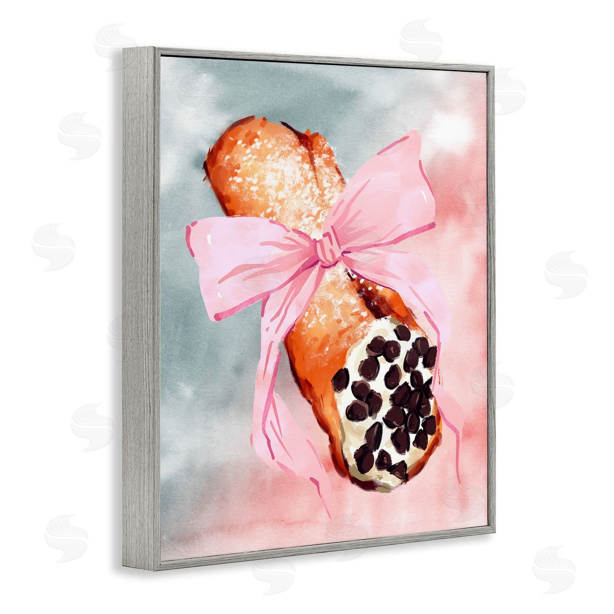 Glam Cannoli Pastry Grey Frame Print Wall Art, Home Decor by Ziwei Li