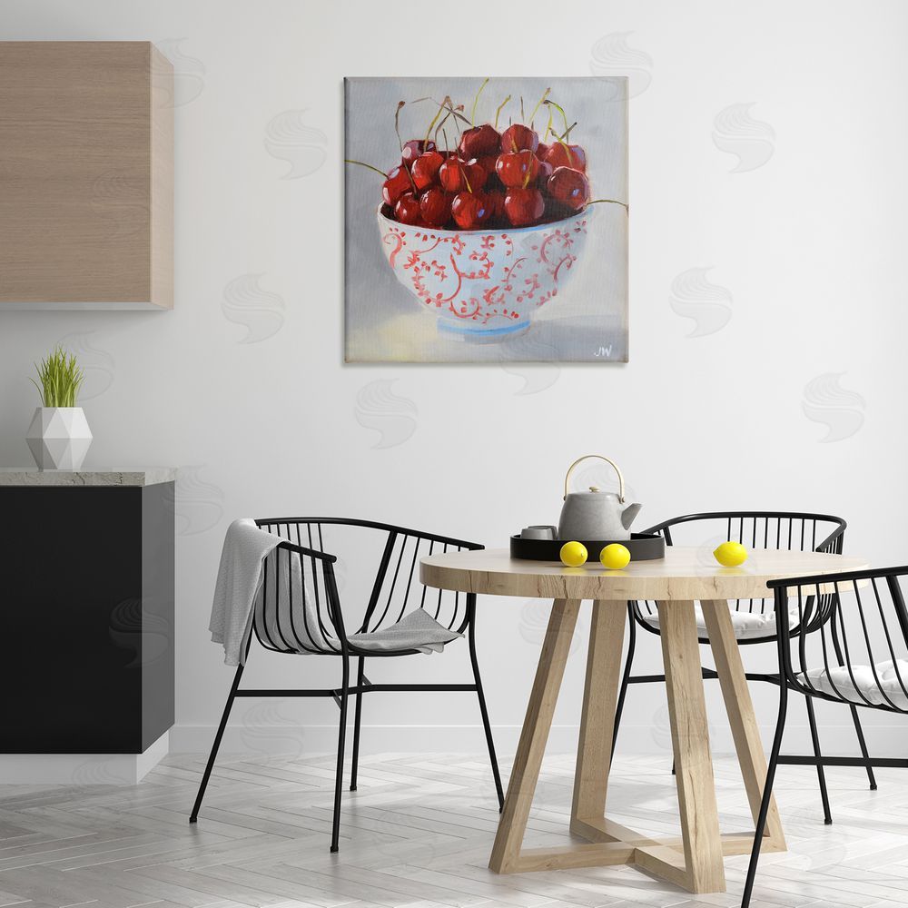 Jenny Westenhofer Cherries in Ornate Bowl Canvas Wall Art Print in Room