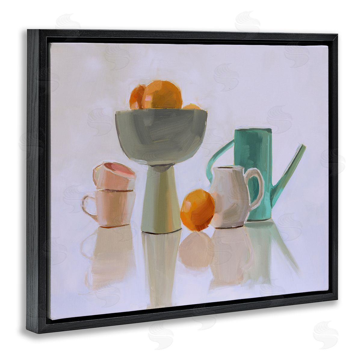 Jenny Westenhofer Reflective Pottery Still Life Black Floating Frame Canvas Wall Art Print