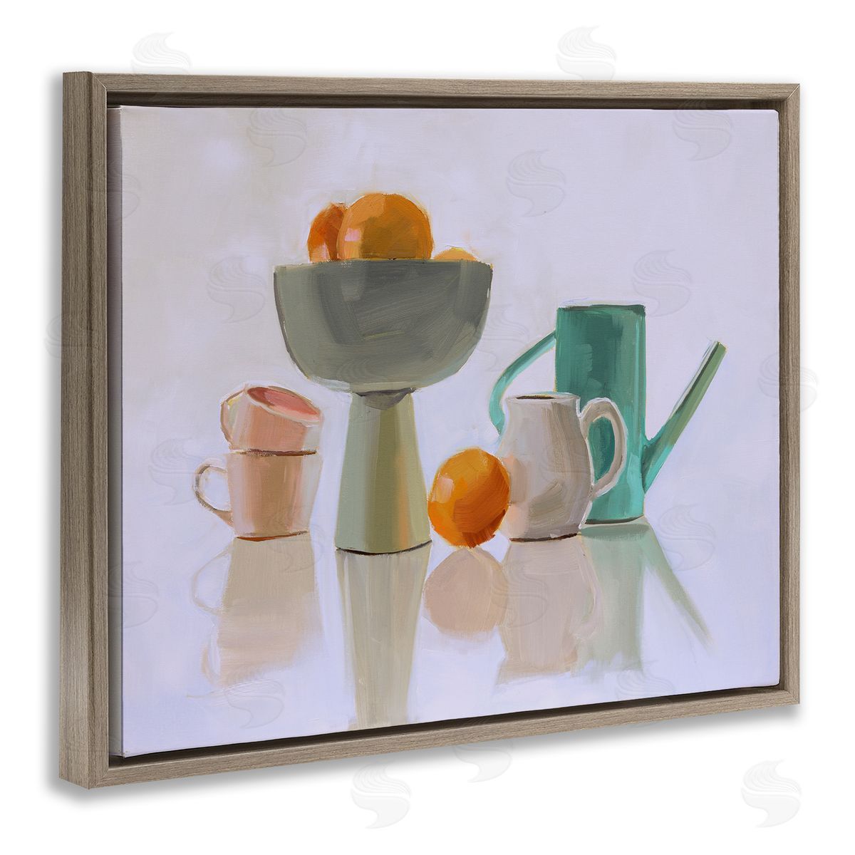 Jenny Westenhofer Reflective Pottery Still Life Brown Floating Frame Canvas Wall Art Print