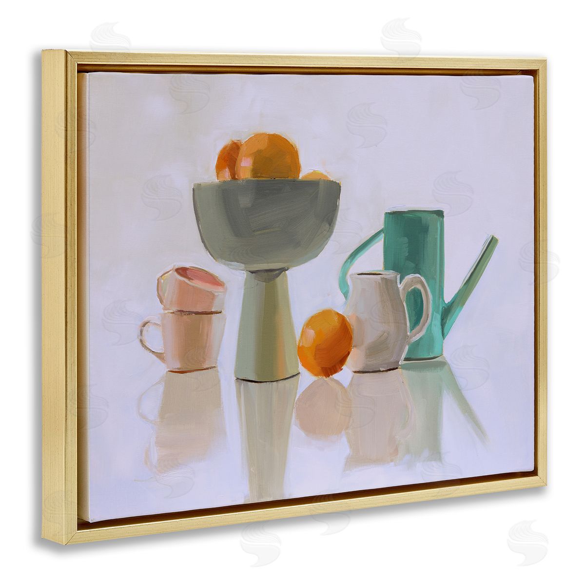 Jenny Westenhofer Reflective Pottery Still Life Gold Floating Frame Canvas Wall Art Print