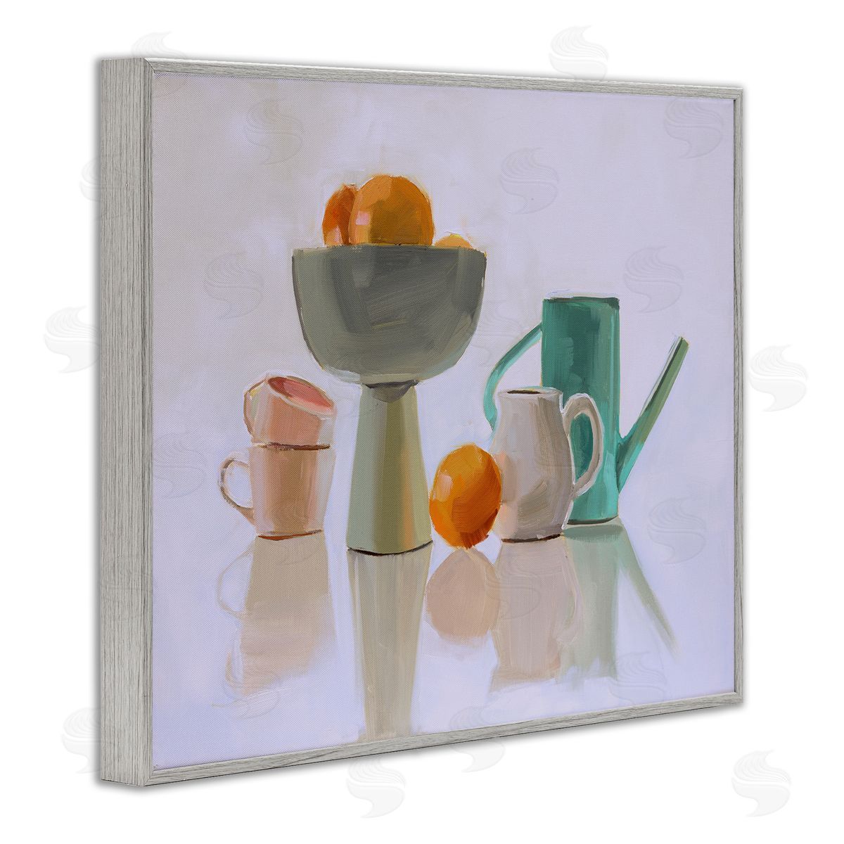 Jenny Westenhofer Reflective Pottery Still Life Gray Framed Giclee Wall Art Print