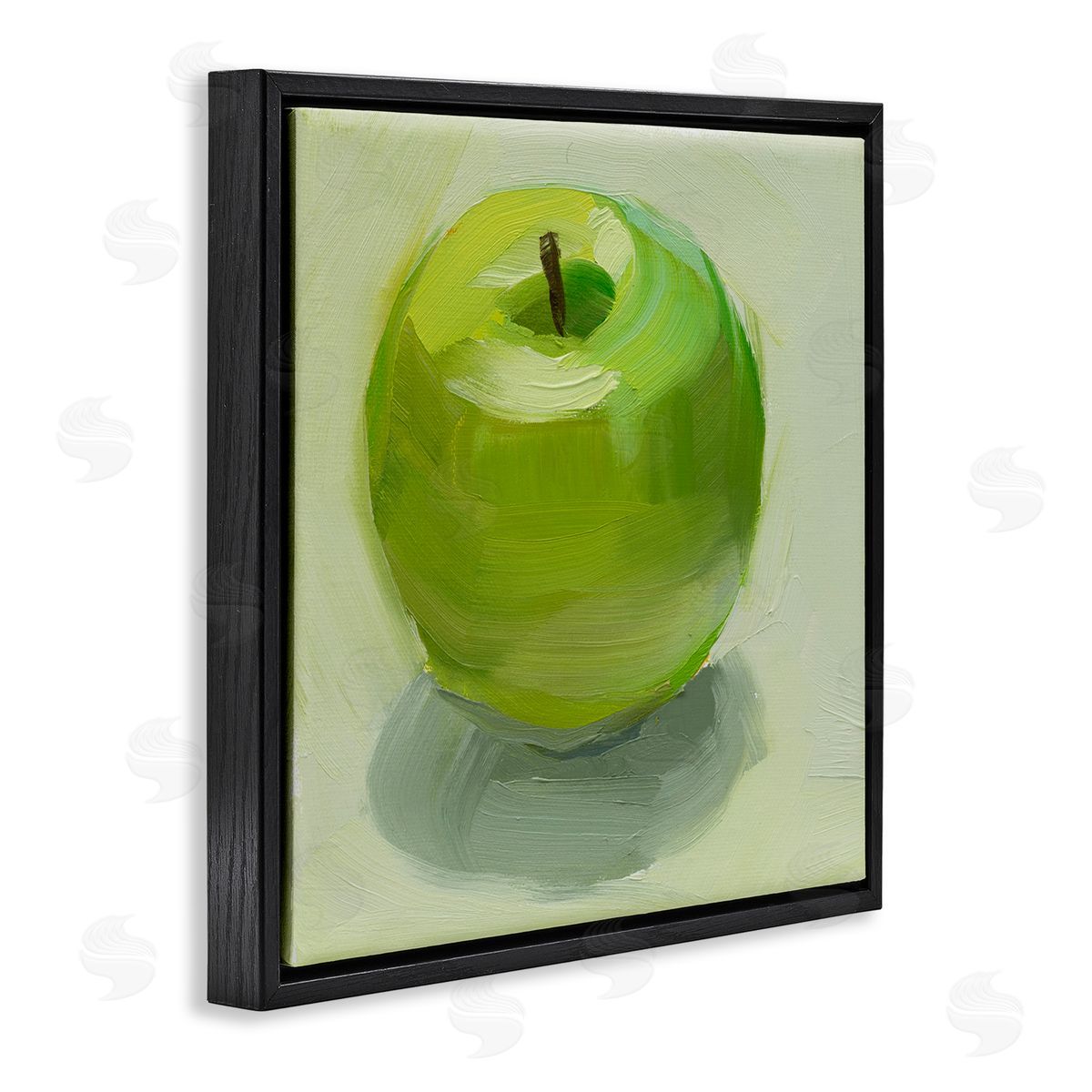 Jenny Westenhofer Juicy Green Apple Black Floating Frame Canvas Wall Art Print