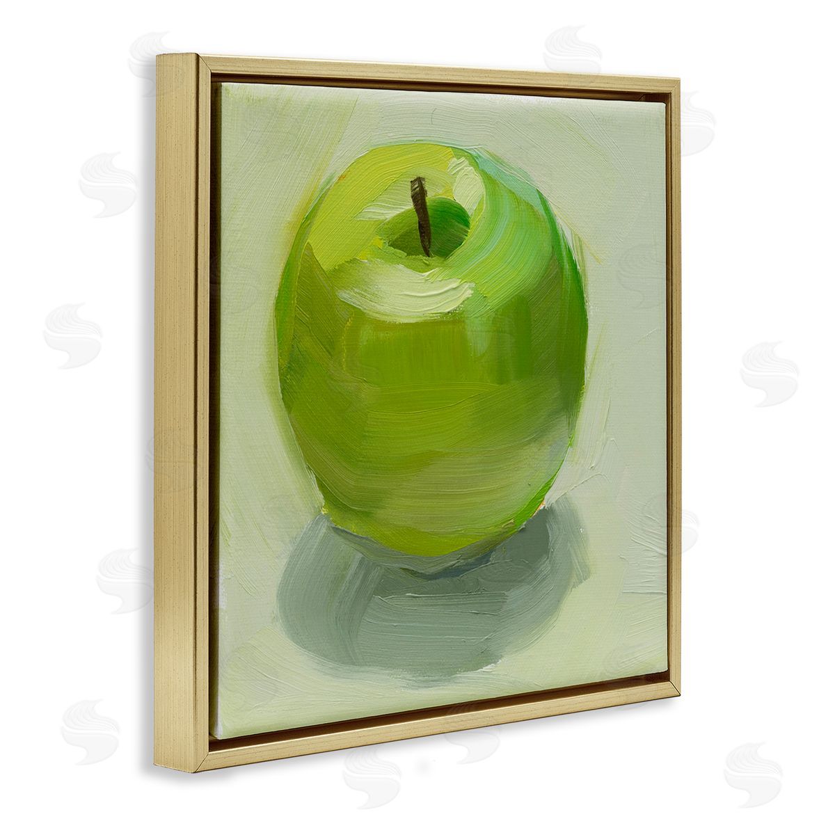 Jenny Westenhofer Juicy Green Apple Gold Floating Frame Canvas Wall Art Print