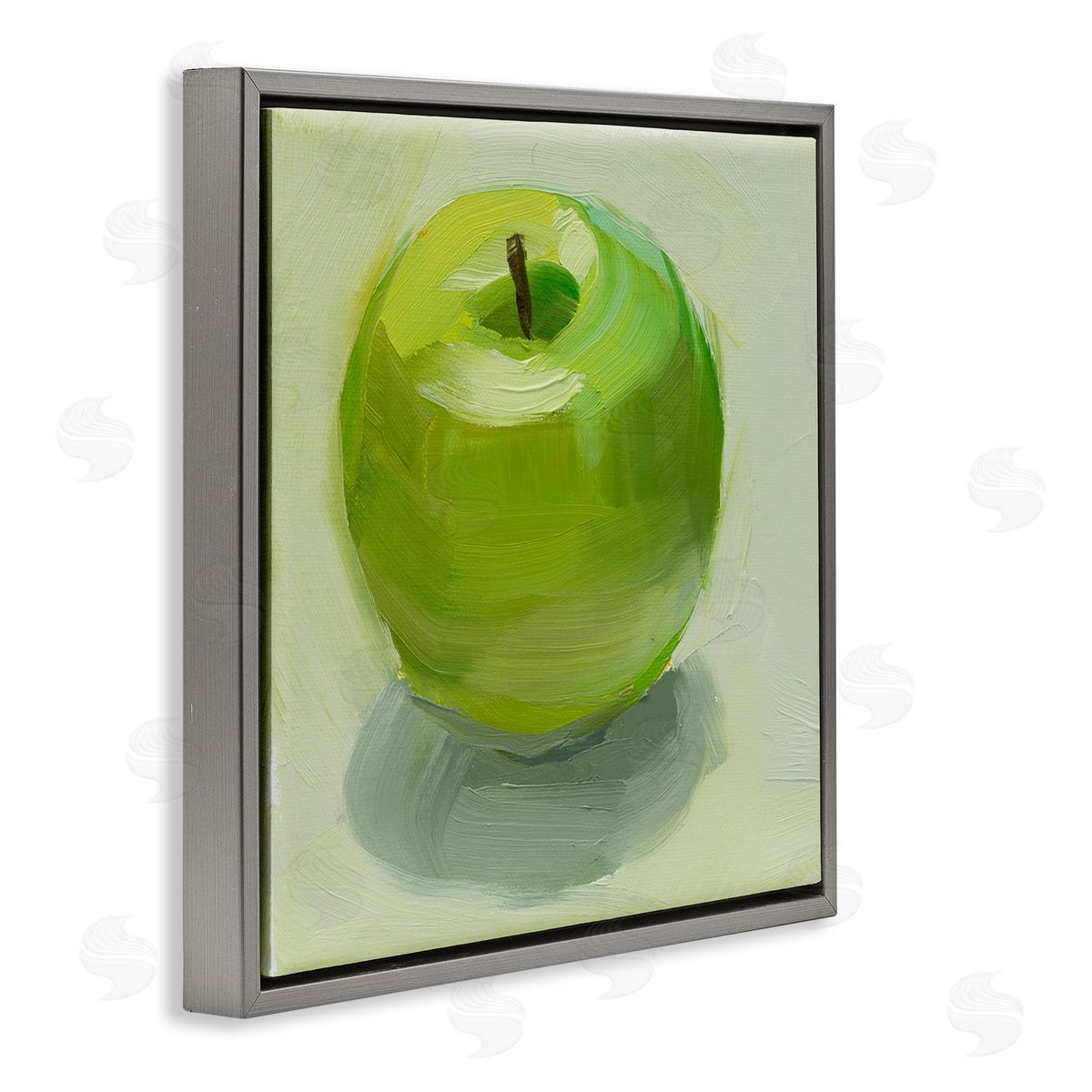 Jenny Westenhofer Juicy Green Apple Gray Floating Frame Canvas Wall Art Print