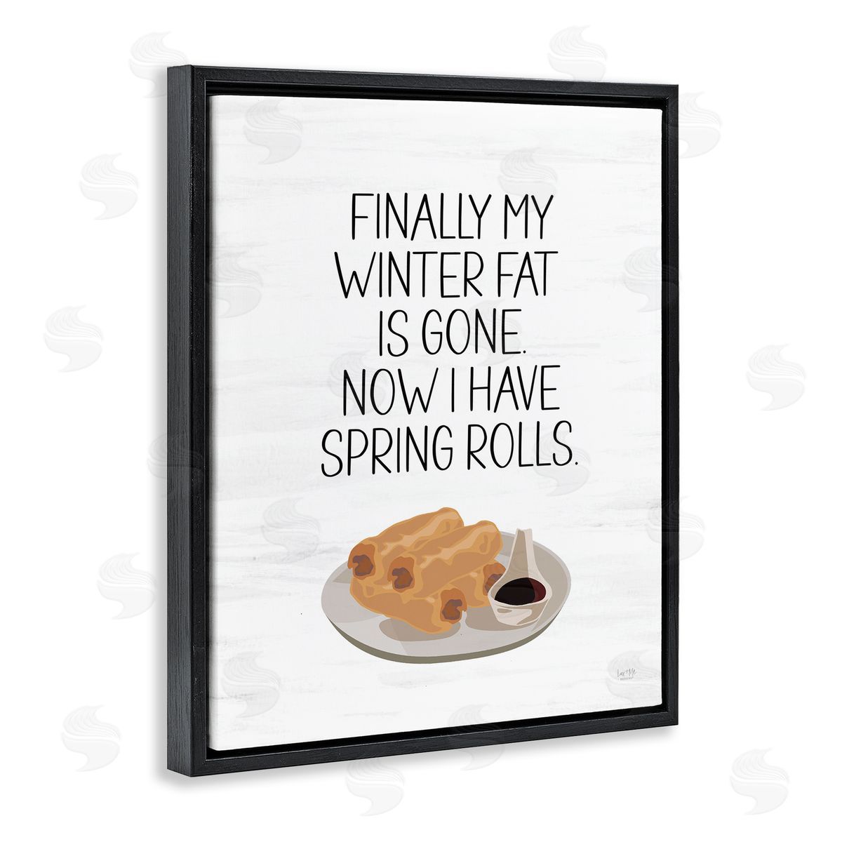 Funny Spring Rolls Phrase Black Floating Frame Canvas Wall Art, Home Decor by Lux + Me Designs