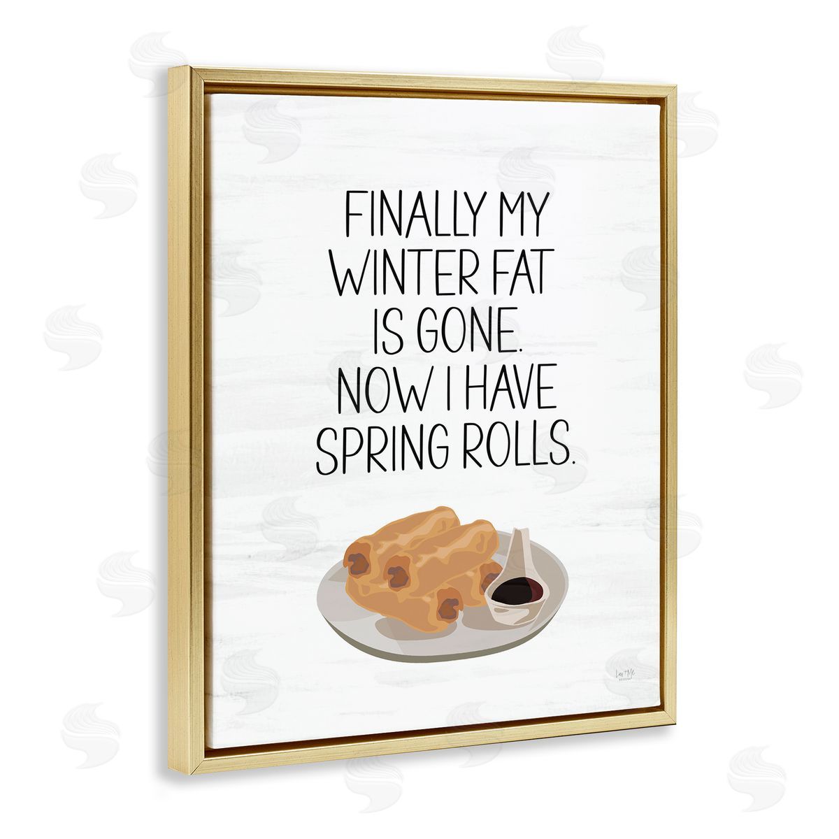 Funny Spring Rolls Phrase Gold Floating Frame Canvas Wall Art, Home Decor by Lux + Me Designs