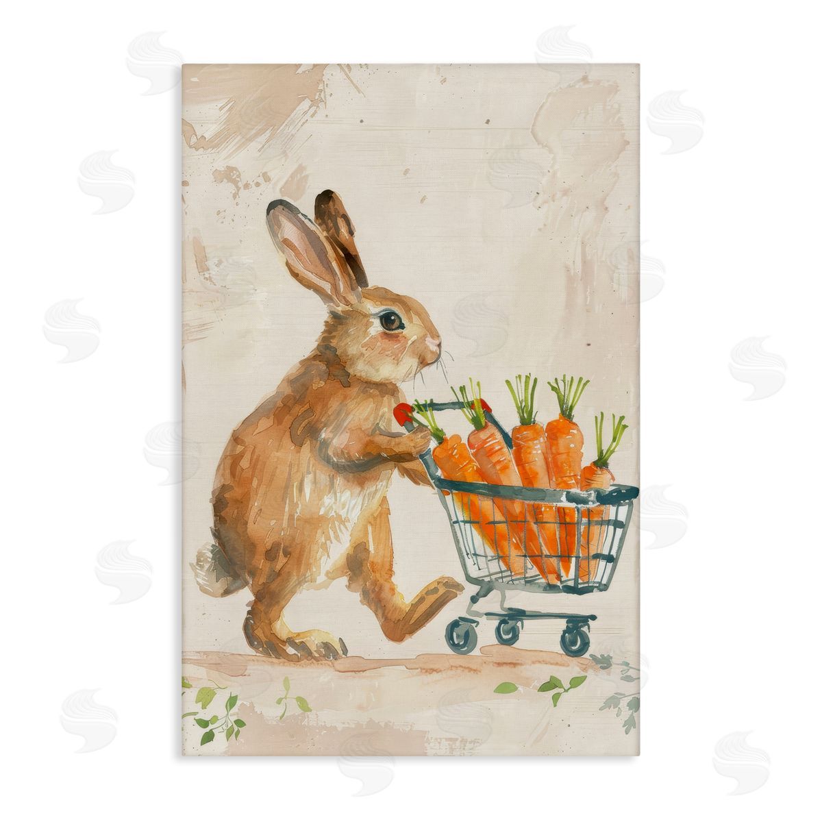 Carrot Connoisseur Rabbit Canvas Wall Art, Home Decor by Petals Prints Design