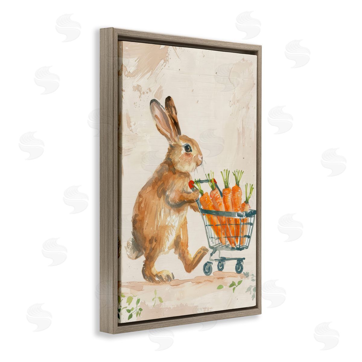 Carrot Connoisseur Rabbit Brown Floating Frame Canvas Wall Art, Home Decor by Petals Prints Design