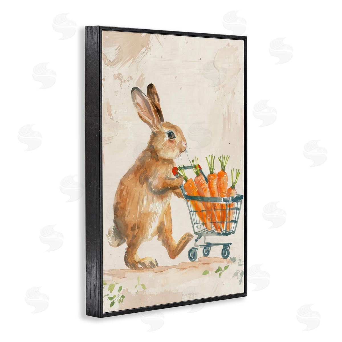 Carrot Connoisseur Rabbit Black Frame Print Wall Art, Home Decor by Petals Prints Design