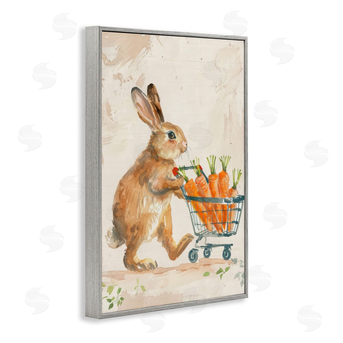 Carrot Connoisseur Rabbit Grey Frame Print Wall Art, Home Decor by Petals Prints Design