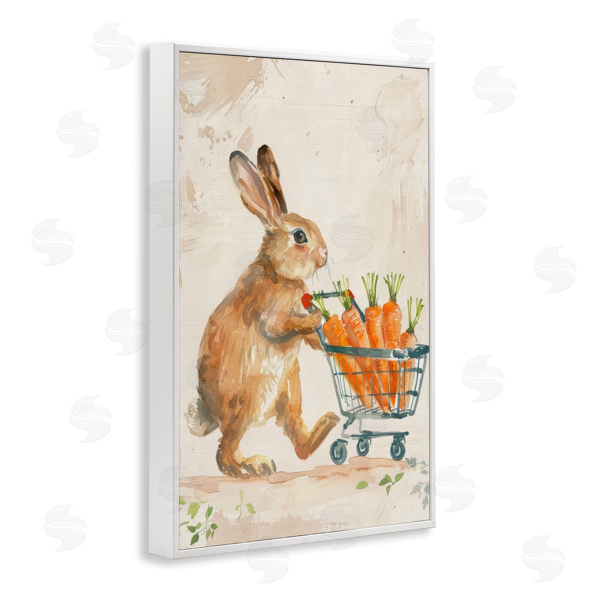 Carrot Connoisseur Rabbit White Frame Print Wall Art, Home Decor by Petals Prints Design