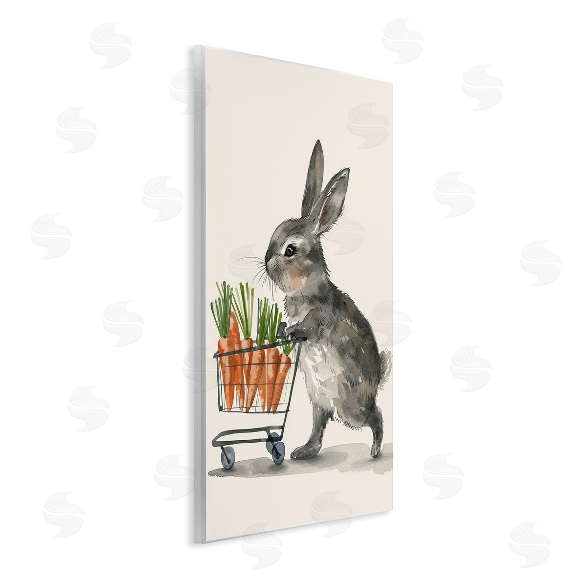 Bunny with Carrots Wood Plaque Wall Art, Home Decor by Petals Prints Design