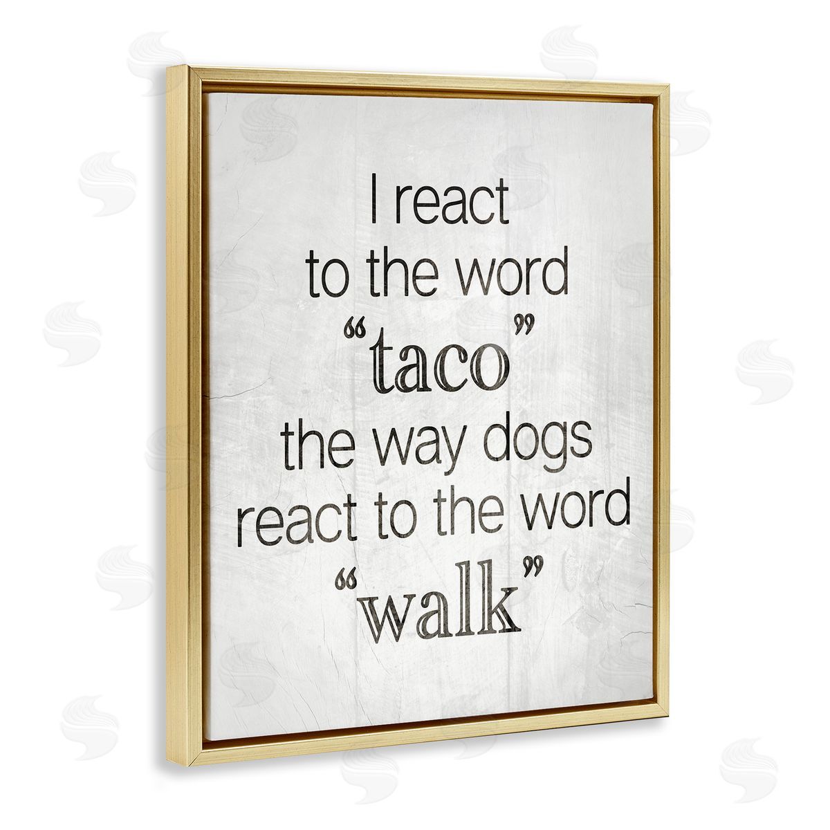 Funny React To Taco Gold Floating Frame Canvas Wall Art, Home Decor by Stupell Studio