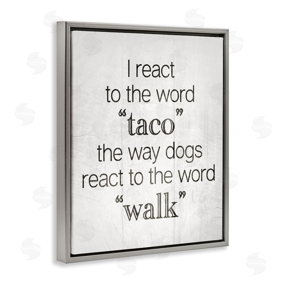 Funny React To Taco Grey Floating Frame Canvas Wall Art, Home Decor by Stupell Studio