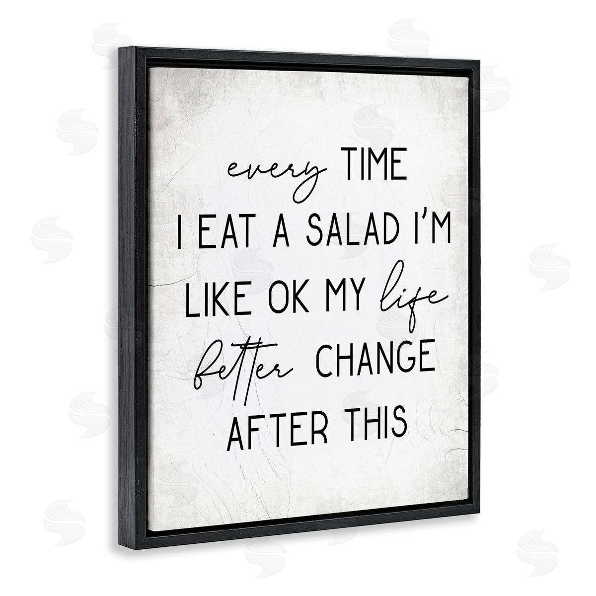 Every Time I Eat Salad Black Floating Frame Canvas Wall Art, Home Decor by Stupell Studio