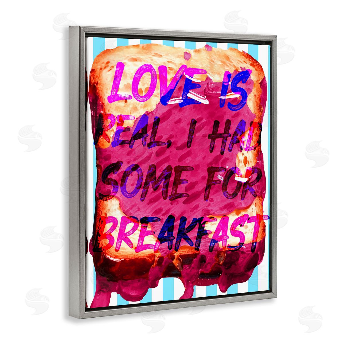 Love Is Real Breakfast Grey Floating Frame Canvas Wall Art, Home Decor by Stupell Studio