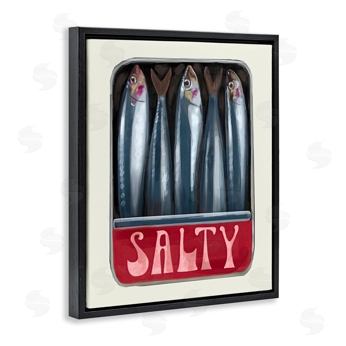 Salty Sardines Can Black Floating Frame Canvas Wall Art, Home Decor by Stupell Studio