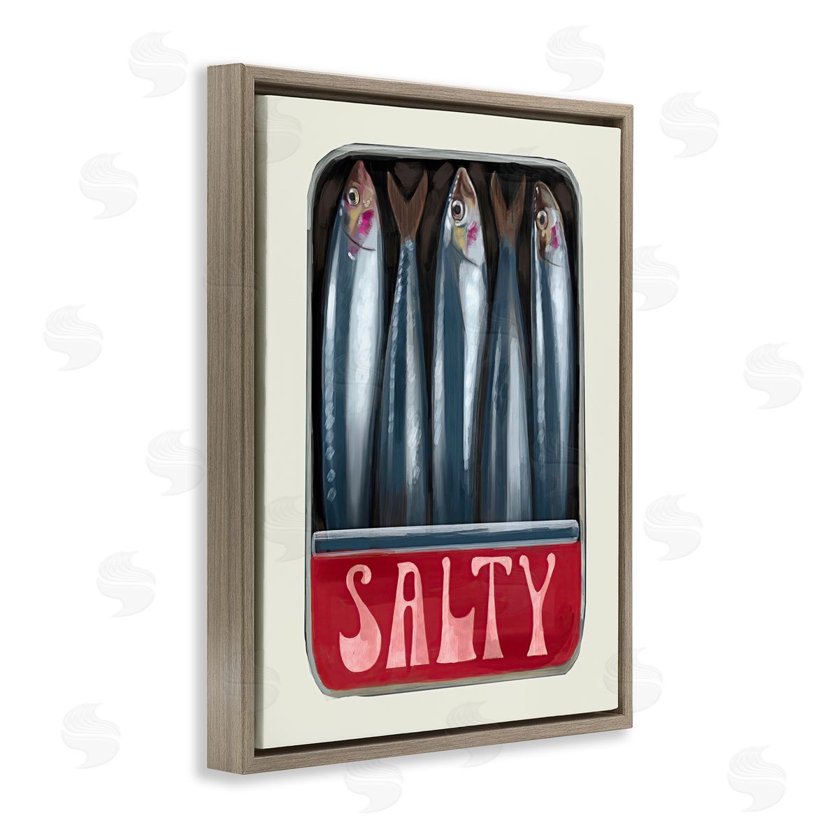 Salty Sardines Can Brown Floating Frame Canvas Wall Art, Home Decor by Stupell Studio