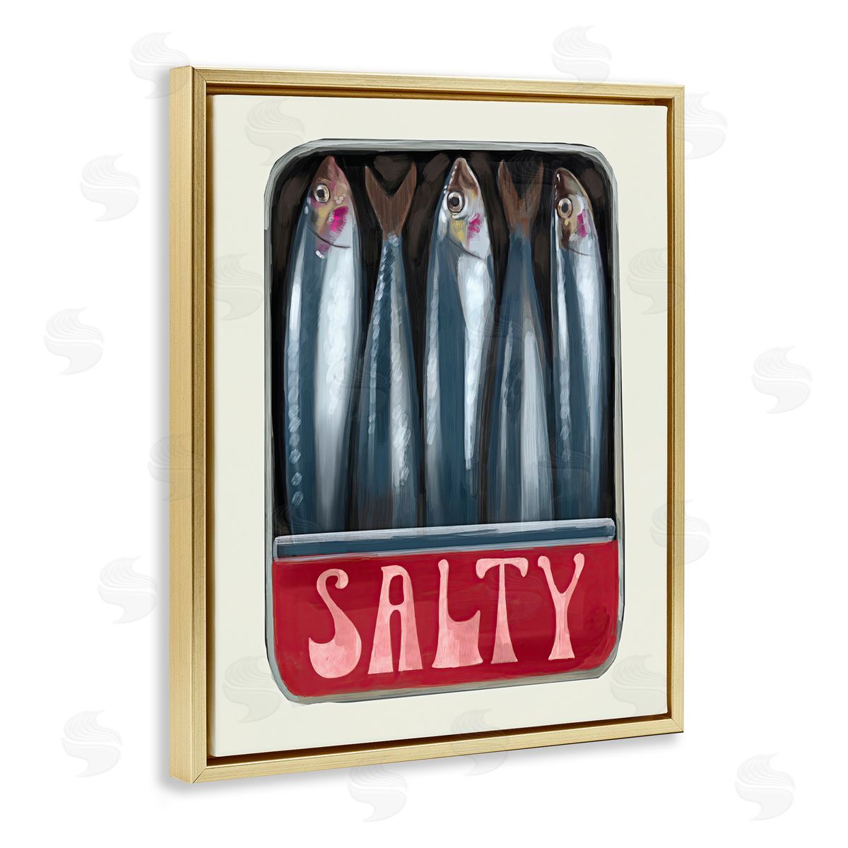 Salty Sardines Can Gold Floating Frame Canvas Wall Art, Home Decor by Stupell Studio