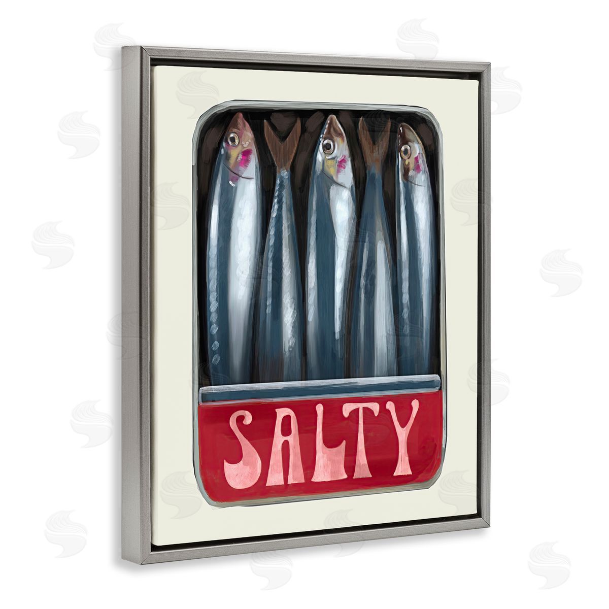 Salty Sardines Can Grey Floating Frame Canvas Wall Art, Home Decor by Stupell Studio