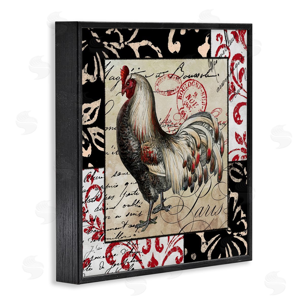 Sasha Hen with Vintage Cursive Black Framed Giclee Wall Art Print