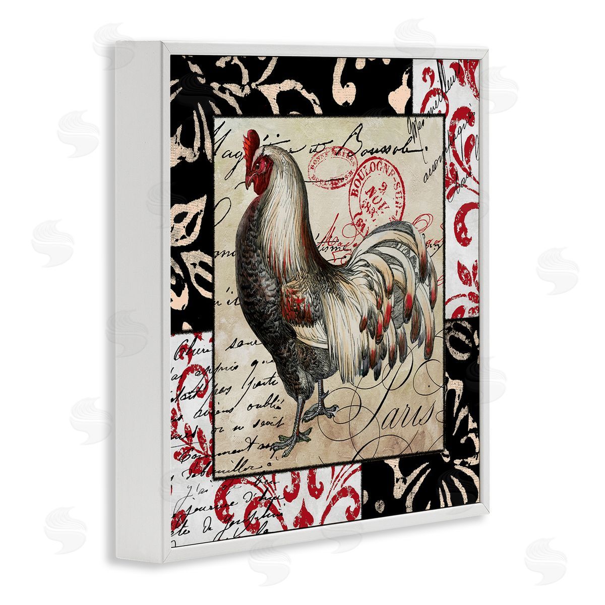 Sasha Hen with Vintage Cursive White Framed Giclee Wall Art Print