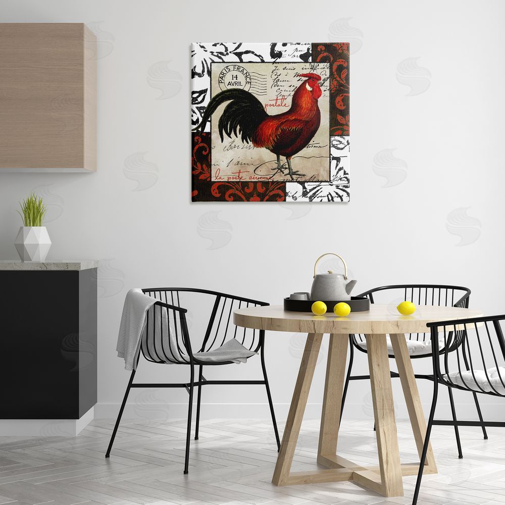 Sasha Rooster & Vintage Post Canvas Wall Art Print in Room