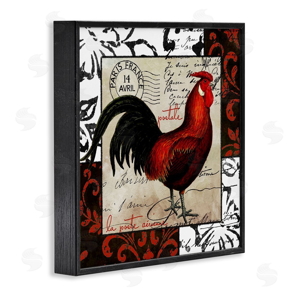 Sasha Rooster & Vintage Post Black Framed Giclee Wall Art Print
