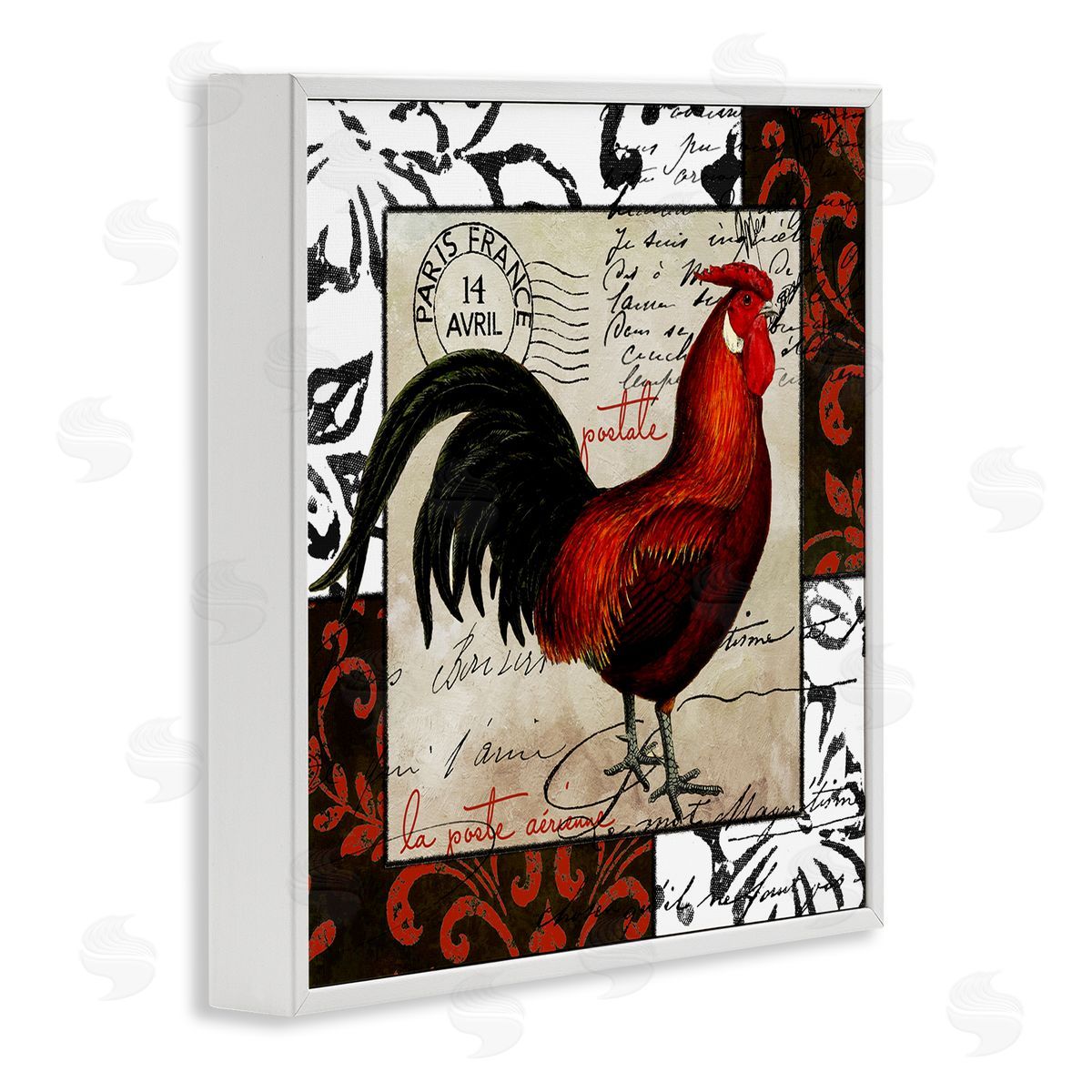 Sasha Rooster & Vintage Post White Framed Giclee Wall Art Print